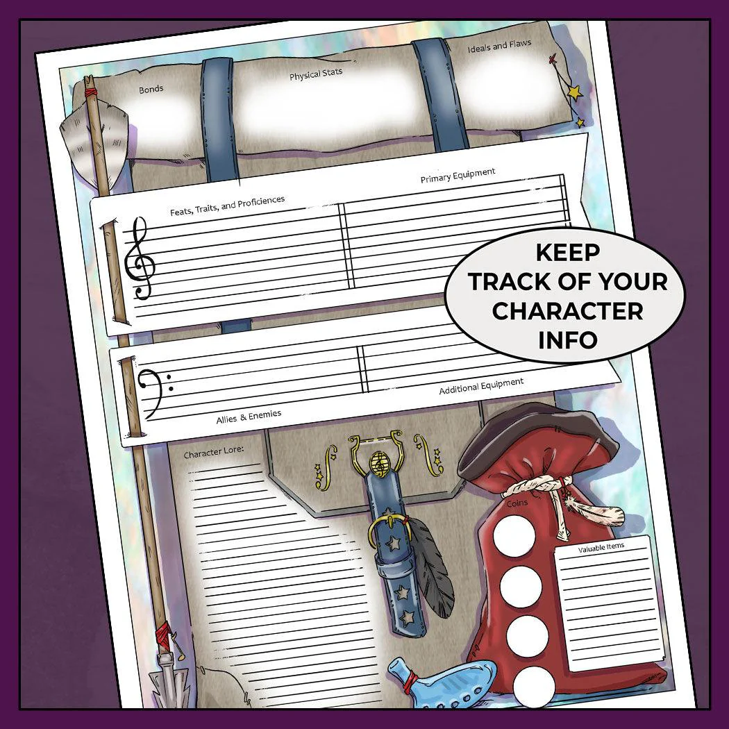 A Bards Adventure - DnD 5e Bard Character Sheet - Image 3