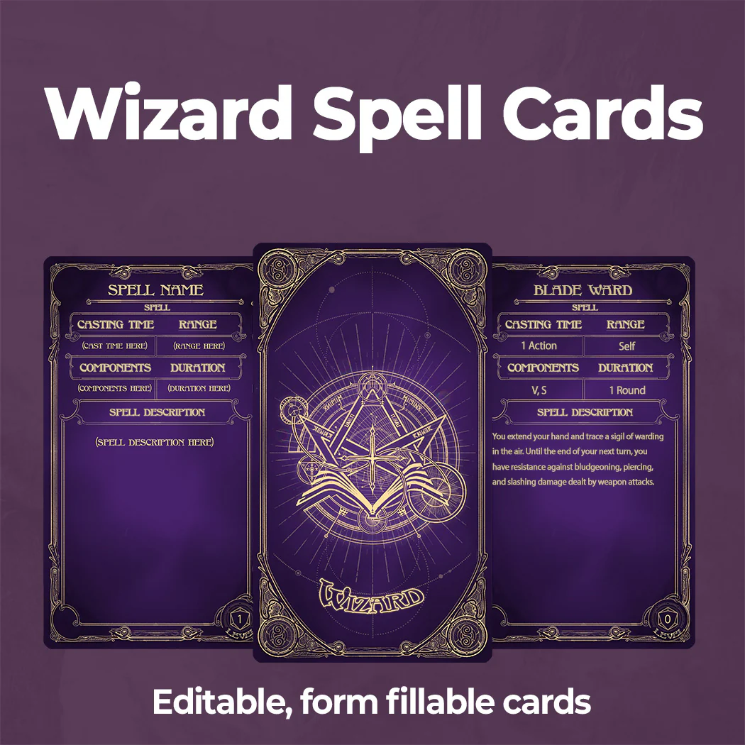 Aether D&D 5e Spell Cards Bundle - Fillable PDF - Image 10