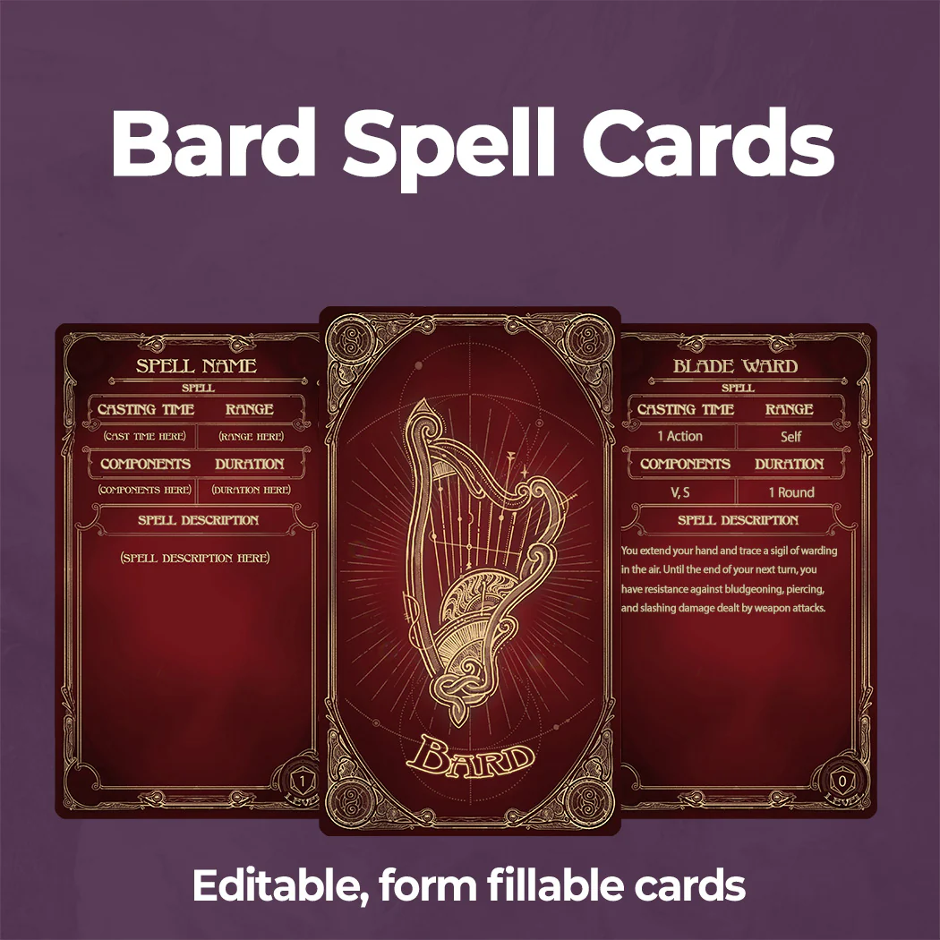 Aether D&D 5e Spell Cards Bundle - Fillable PDF - Image 3