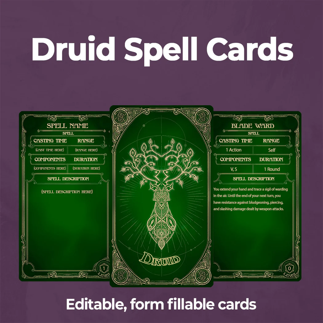 Aether D&D 5e Spell Cards Bundle - Fillable PDF - Image 5