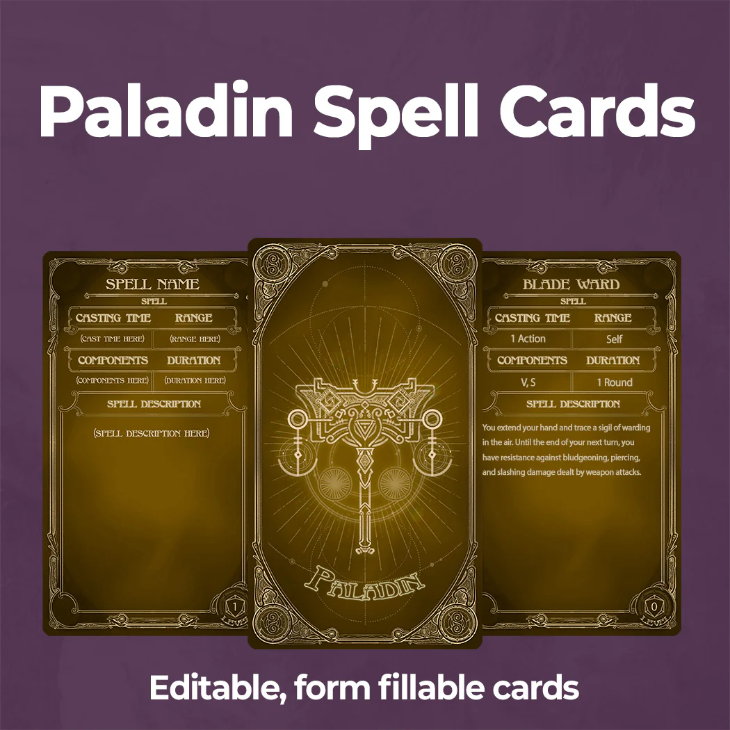 Aether D&D 5e Spell Cards Bundle - Fillable PDF - Image 6