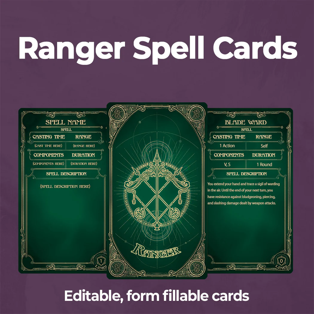 Aether D&D 5e Spell Cards Bundle - Fillable PDF - Image 7