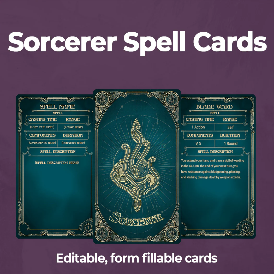 Aether D&D 5e Spell Cards Bundle - Fillable PDF - Image 8
