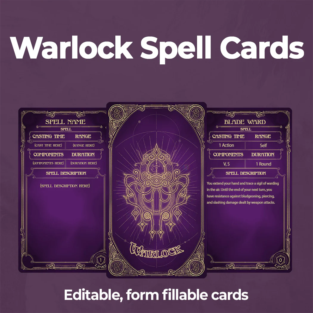 Aether D&D 5e Spell Cards Bundle - Fillable PDF - Image 9