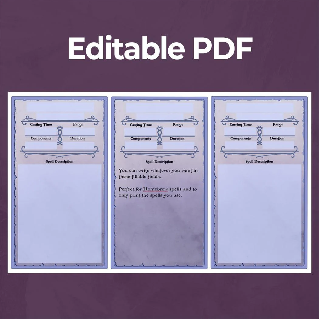 Artificer Spell Cards - Fillable PDF - Image 5