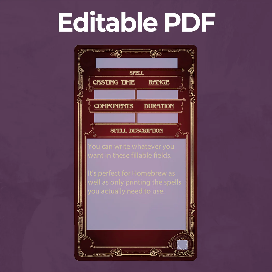 Bard Spell Cards D&D 5e - Fillable PDF - Image 4