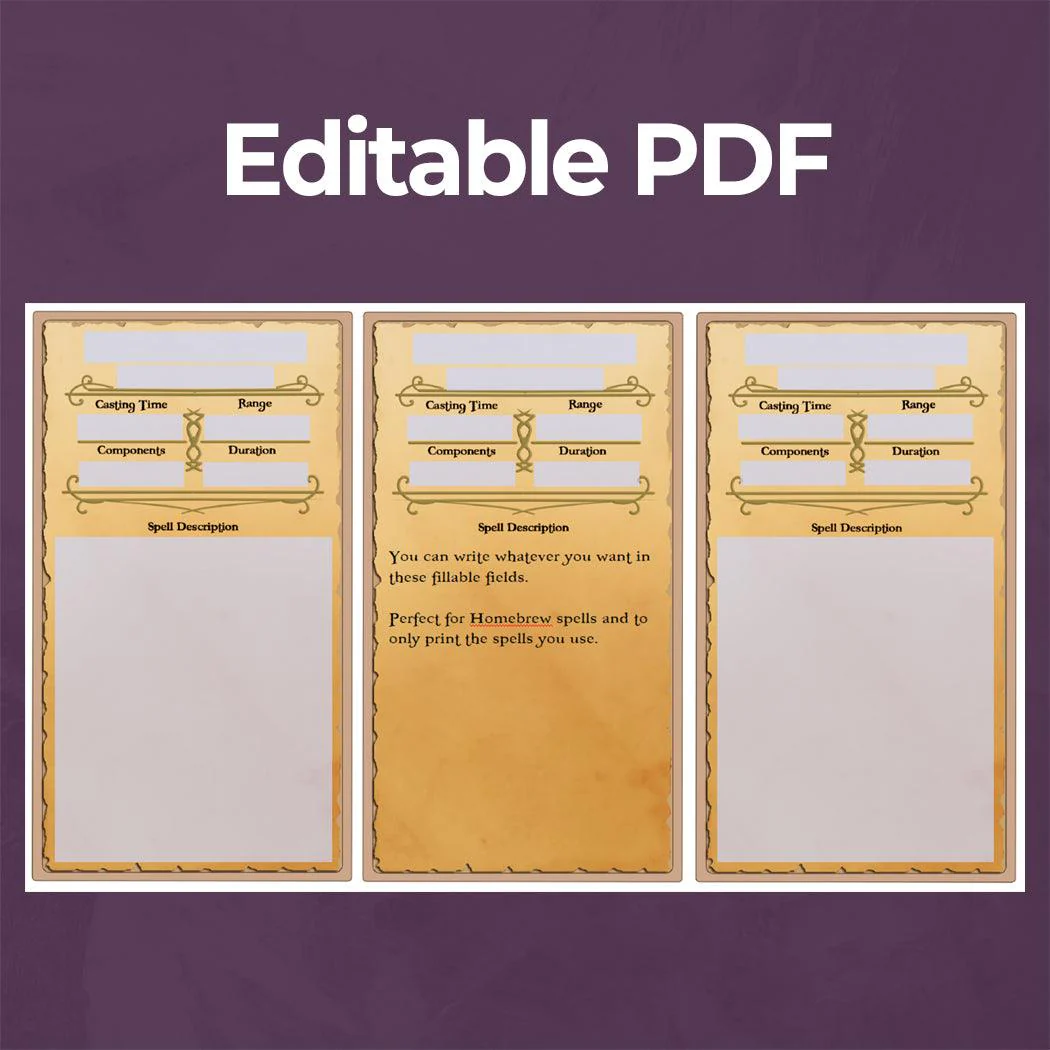 Bard Spell Cards - Fillable PDF - Image 5