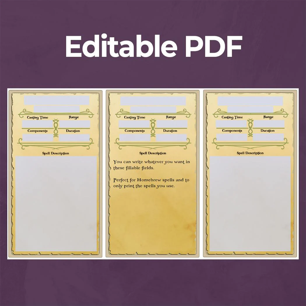 Cleric Spell Cards - Fillable PDF - Image 5