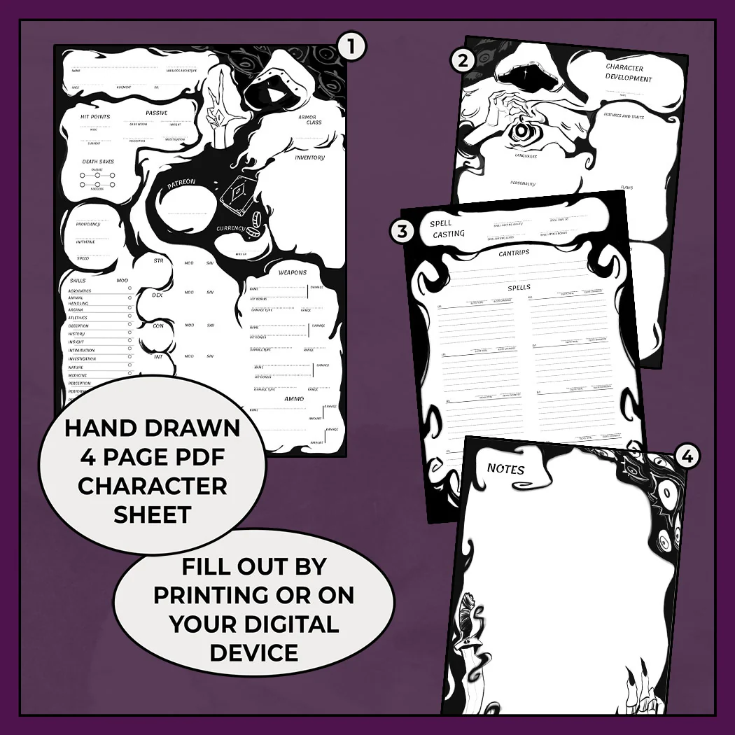 Dark Pact - DnD 5e Warlock Character Sheet - Image 4