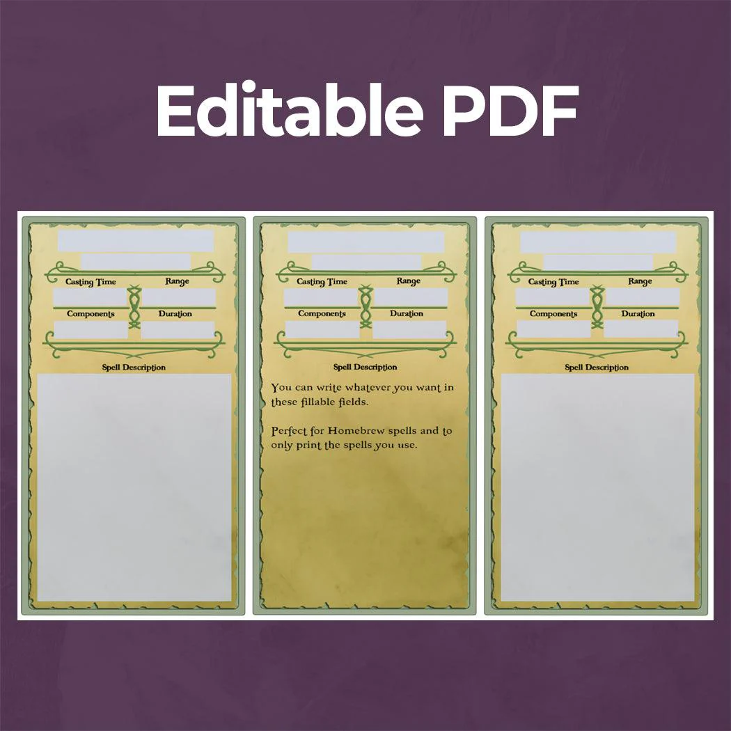 Druid Spell Cards - Fillable PDF - Image 5