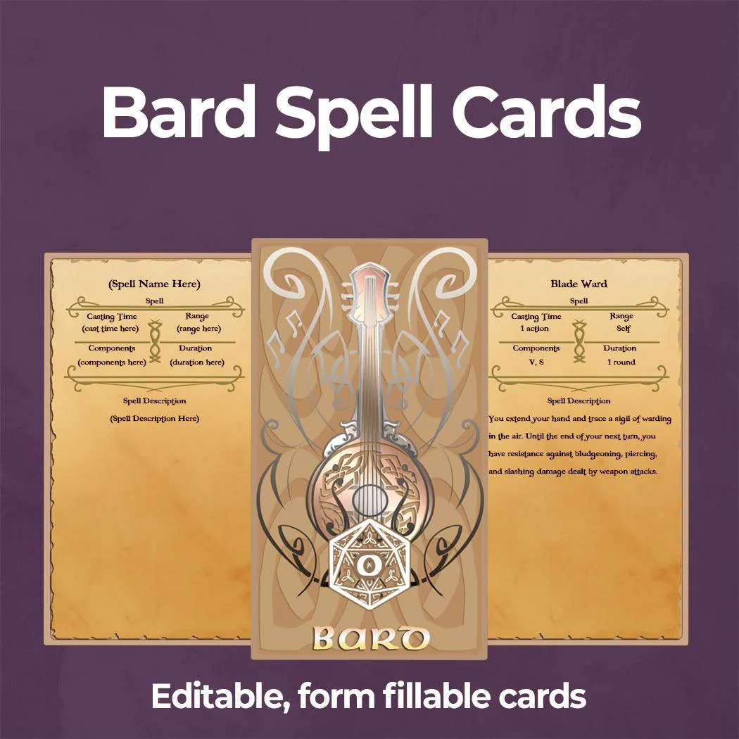 Eldritch Spell Cards Bundle - Fillable PDF - Image 3