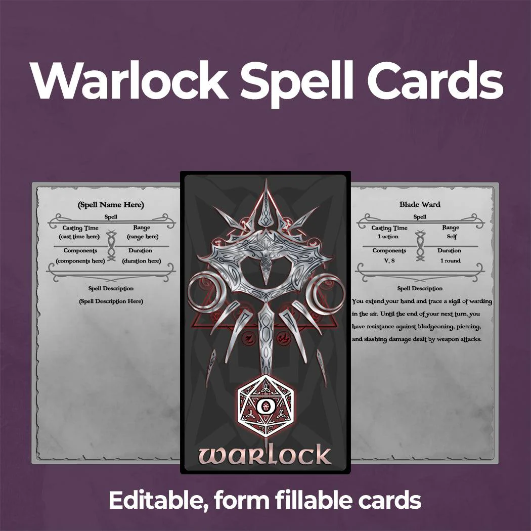 Eldritch Spell Cards Bundle - Fillable PDF - Image 9