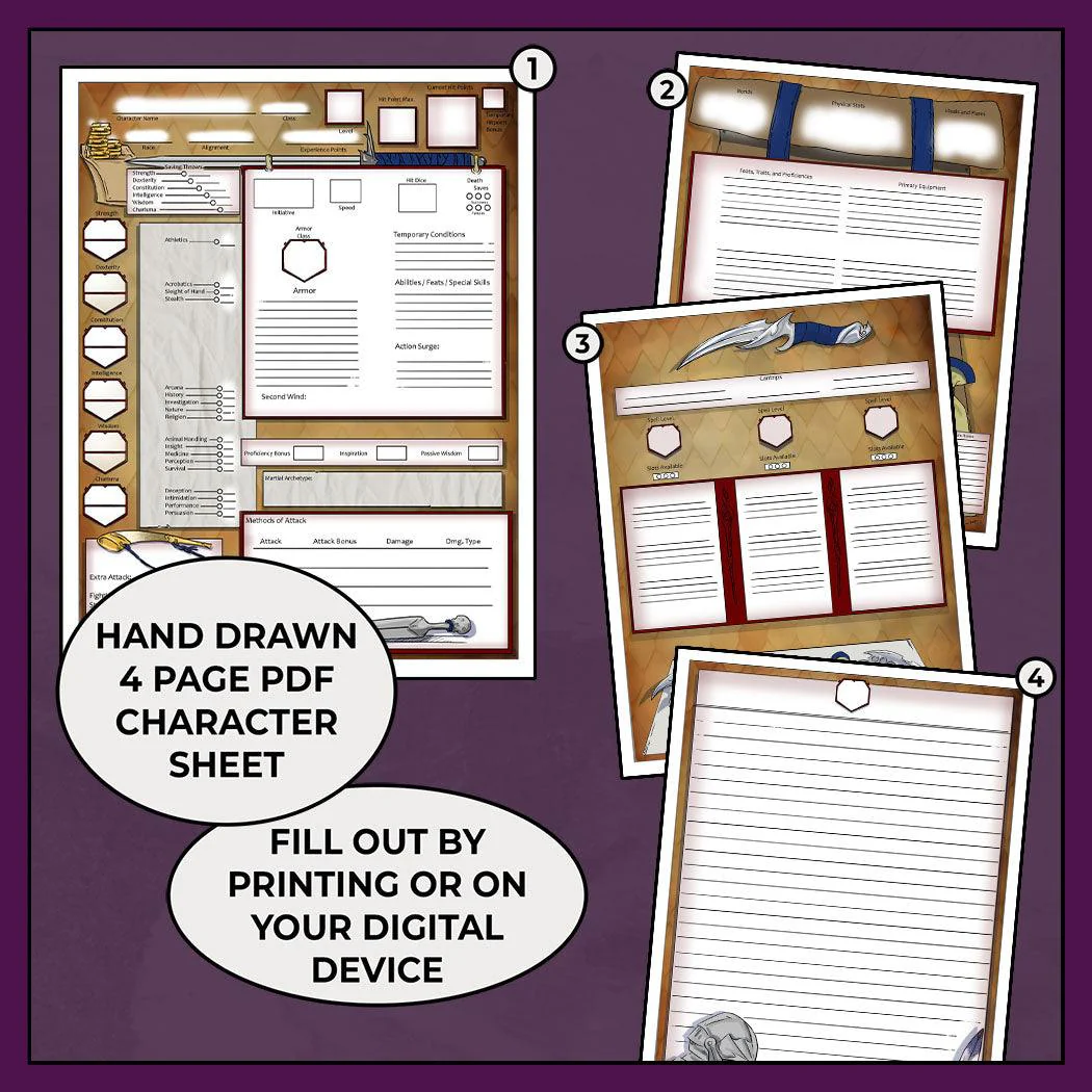 Indomitable - DnD 5e Fighter Character Sheet - Image 2