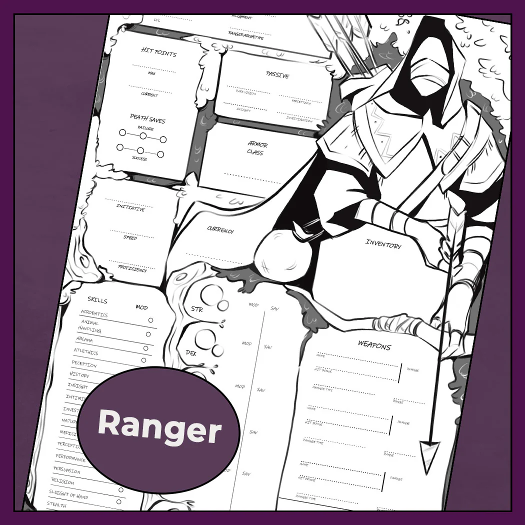 Noir | D&D 5e Character Sheet Bundle - All Classes - Image 10