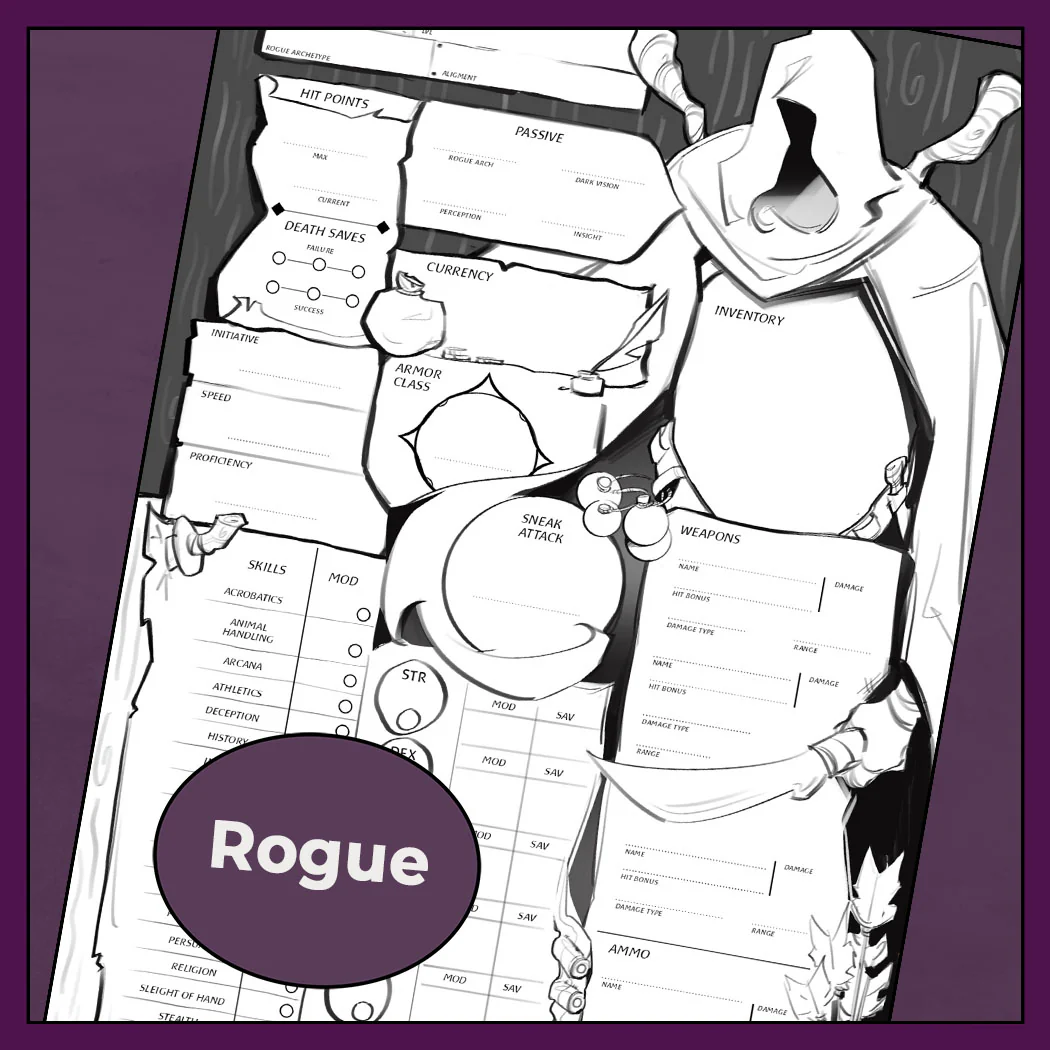 Noir | D&D 5e Character Sheet Bundle - All Classes - Image 11