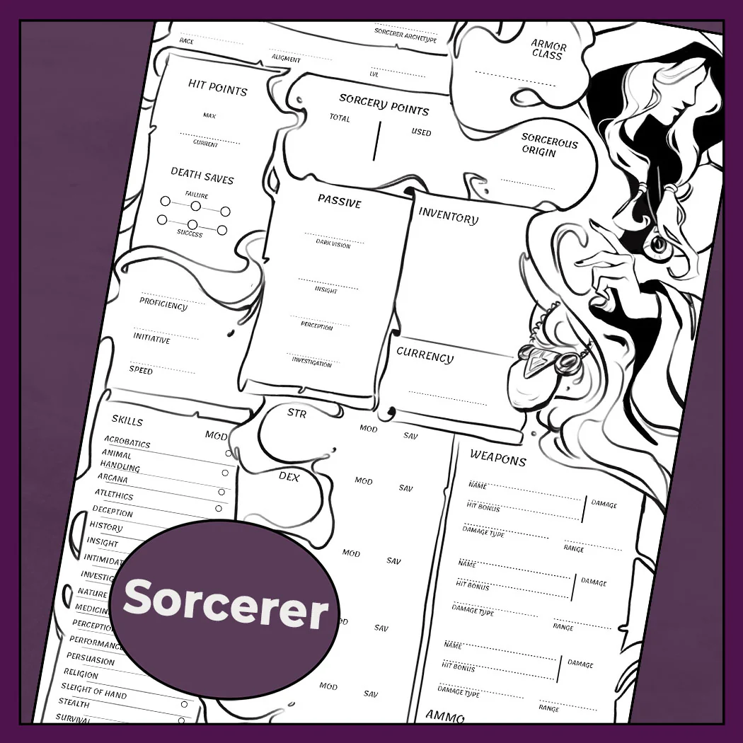 Noir | D&D 5e Character Sheet Bundle - All Classes - Image 12