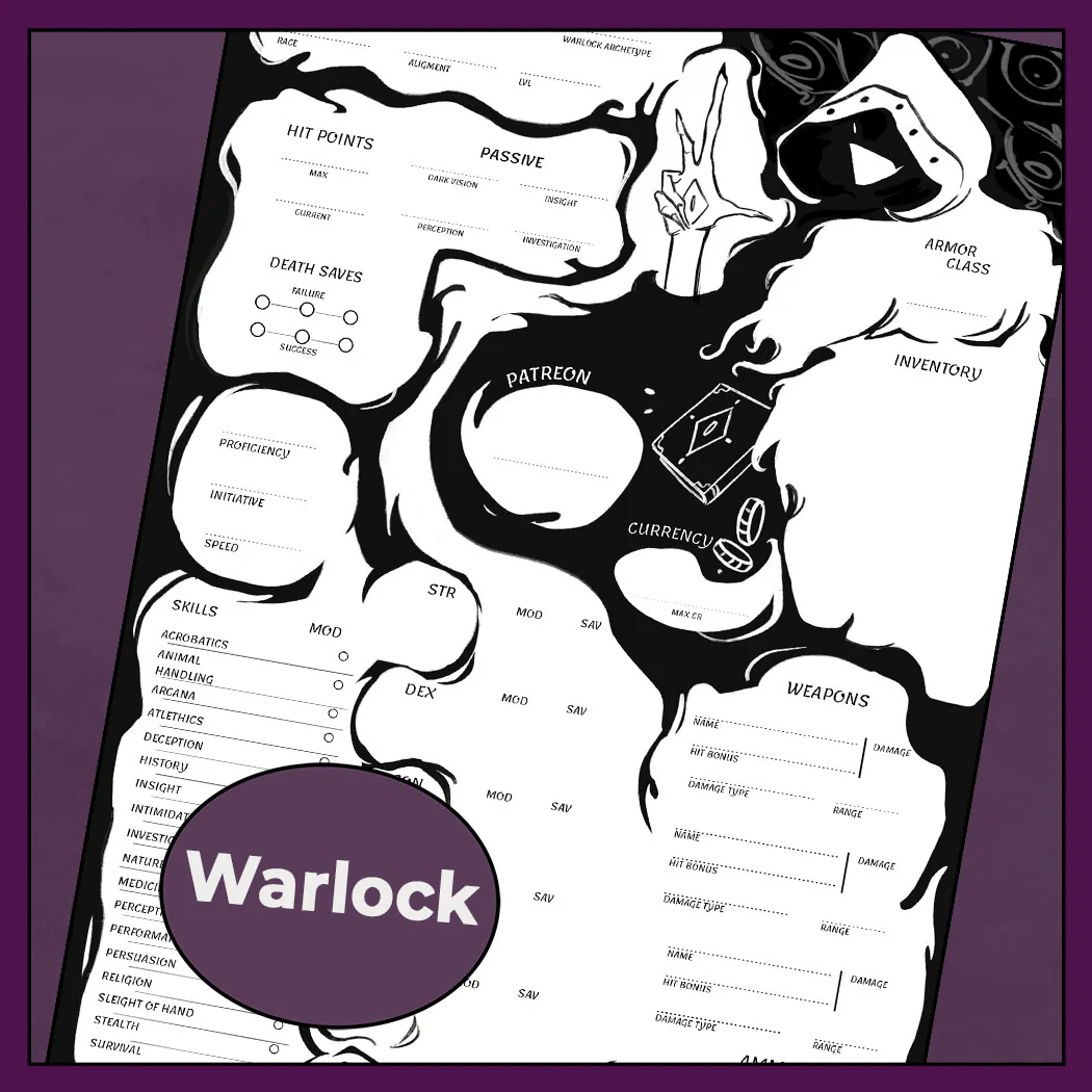 Noir | D&D 5e Character Sheet Bundle - All Classes - Image 13