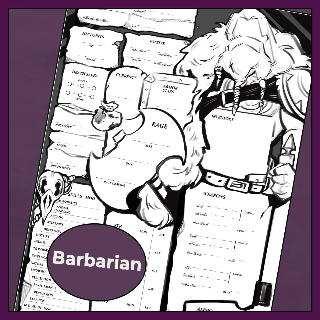 Noir | D&D 5e Character Sheet Bundle - All Classes - Image 3