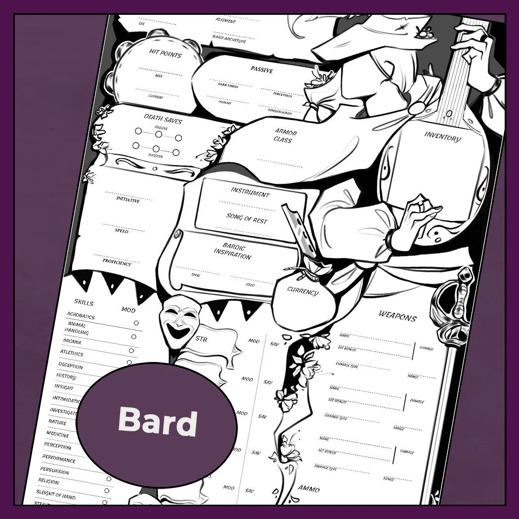 Noir | D&D 5e Character Sheet Bundle - All Classes - Image 4