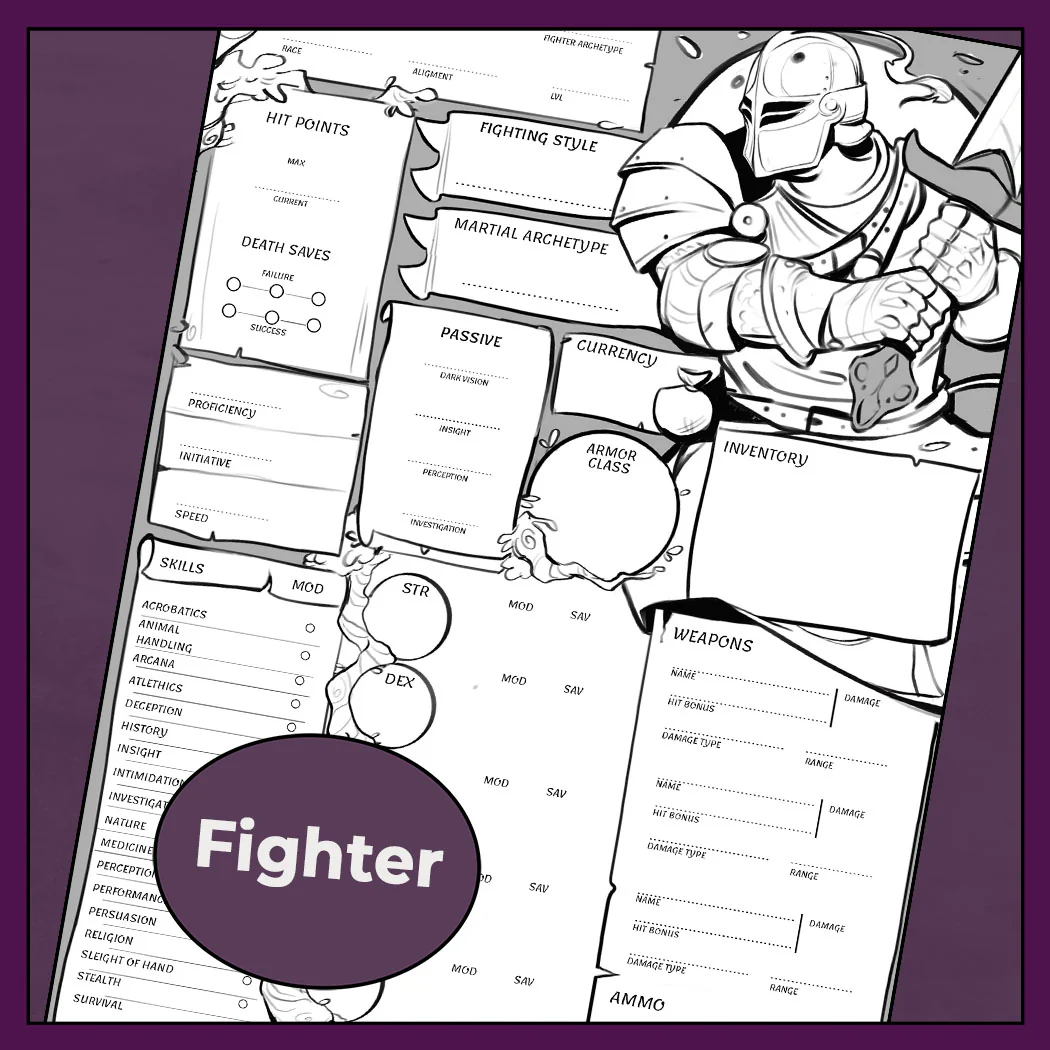 Noir | D&D 5e Character Sheet Bundle - All Classes - Image 7