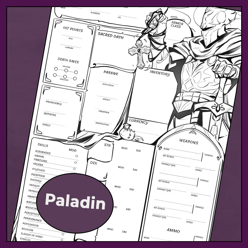 Noir | D&D 5e Character Sheet Bundle - All Classes - Image 9