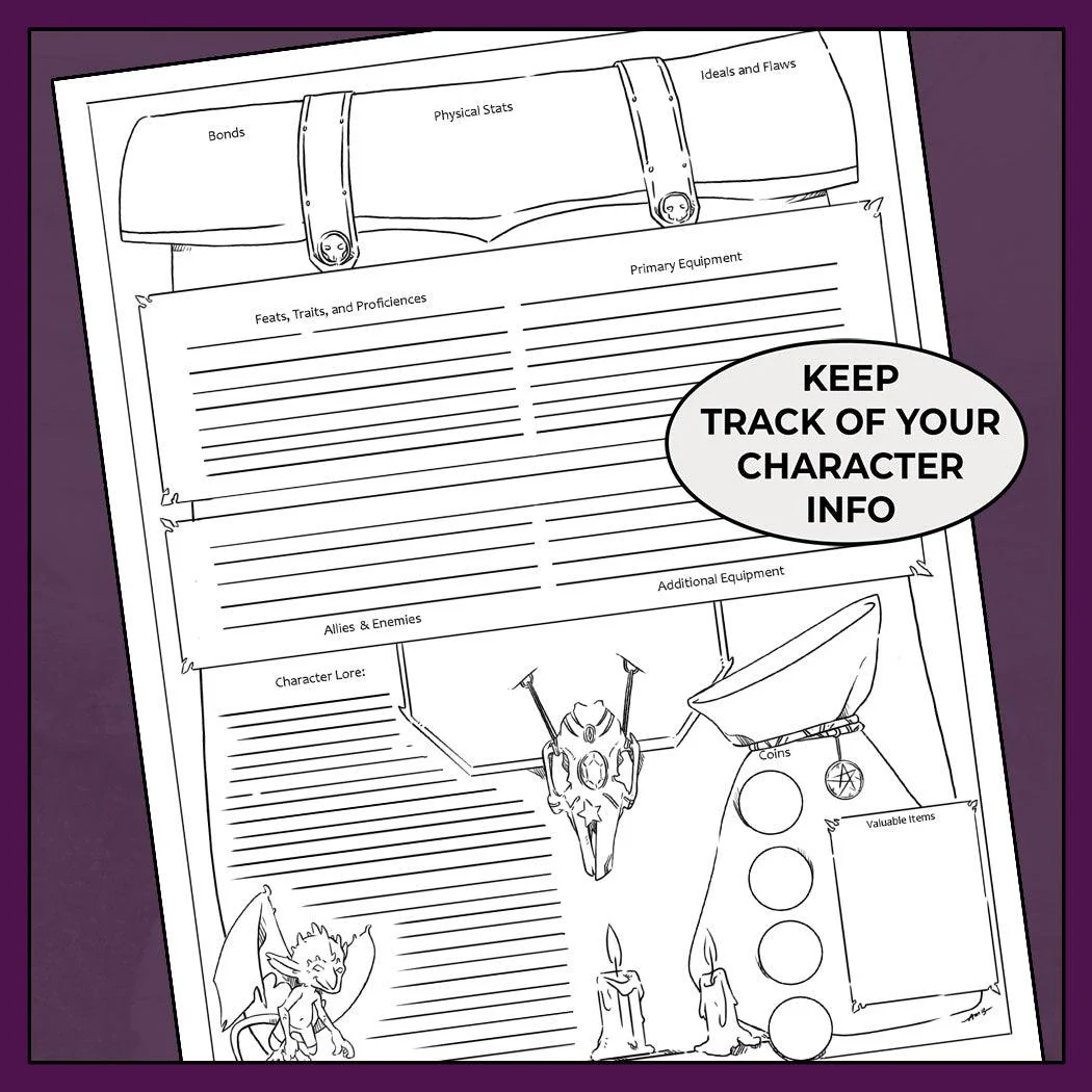 Otherworldly Warlock, Colorless - DnD 5e Warlock Character Sheet - Image 3