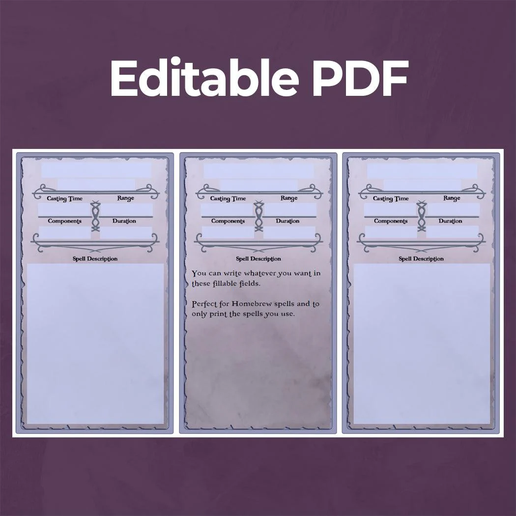 Paladin Spell Cards - Fillable PDF - Image 5
