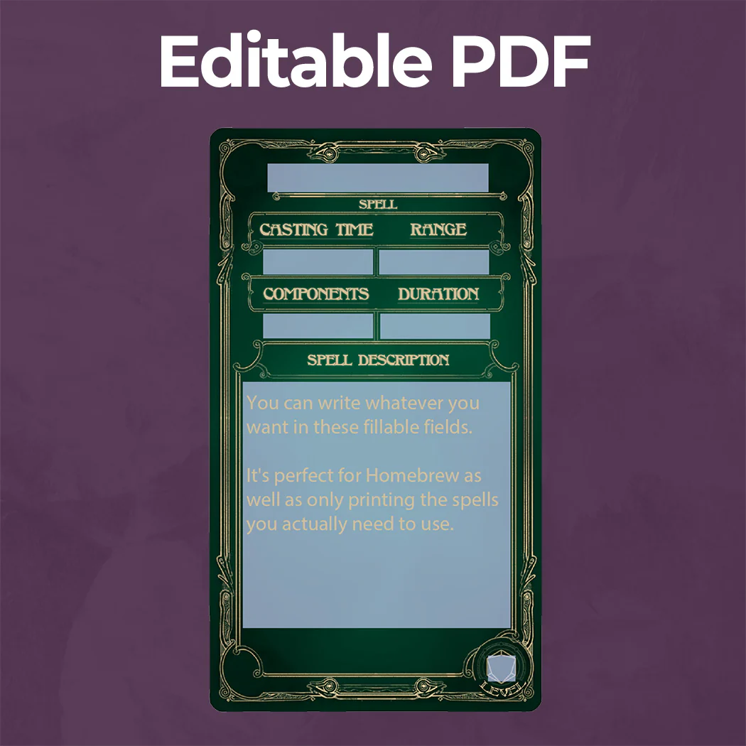 Ranger Spell Cards D&D 5e - Fillable PDF - Image 4