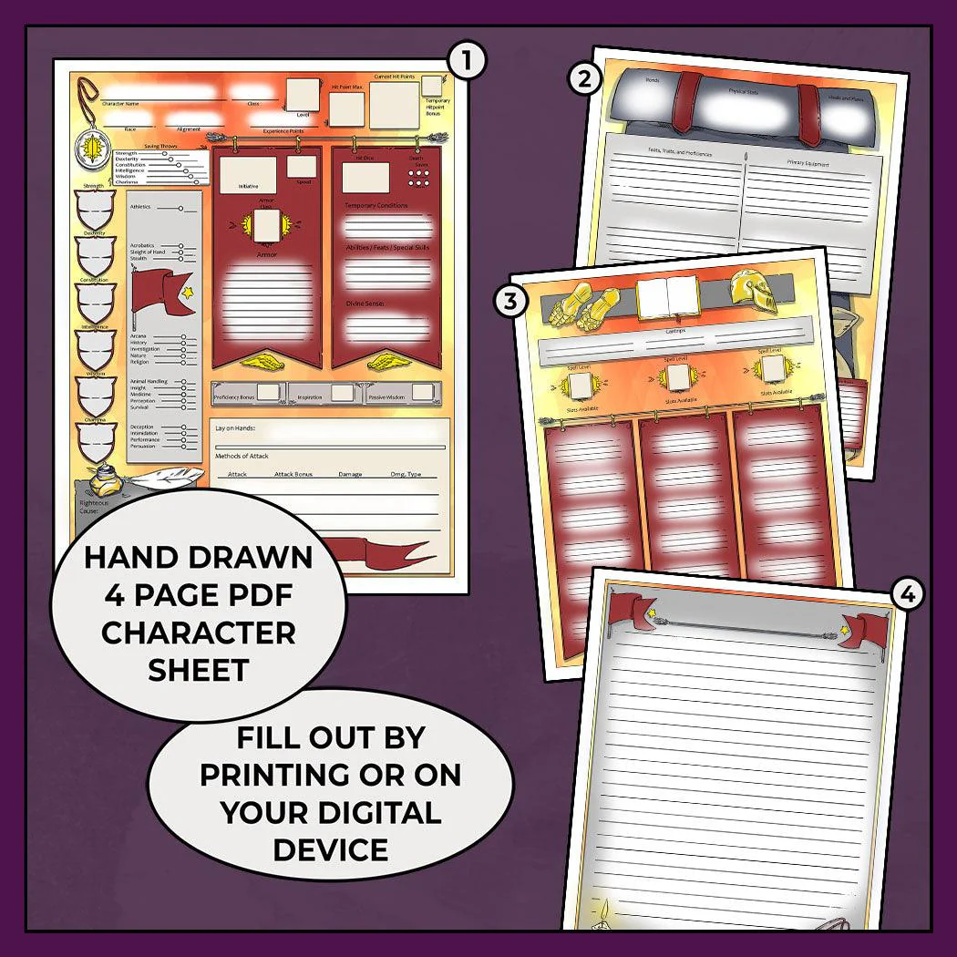 Righteous Paladin - DnD 5e Paladin Character Sheet - Image 2