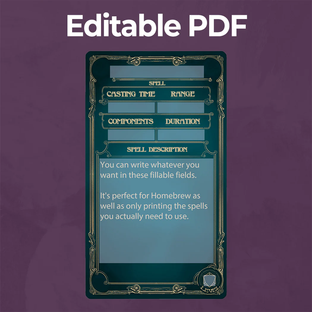 Sorcerer Spell Cards D&D 5e - Fillable PDF - Image 4