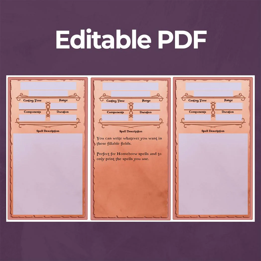 Sorcerer Spell Cards - Fillable PDF - Image 5
