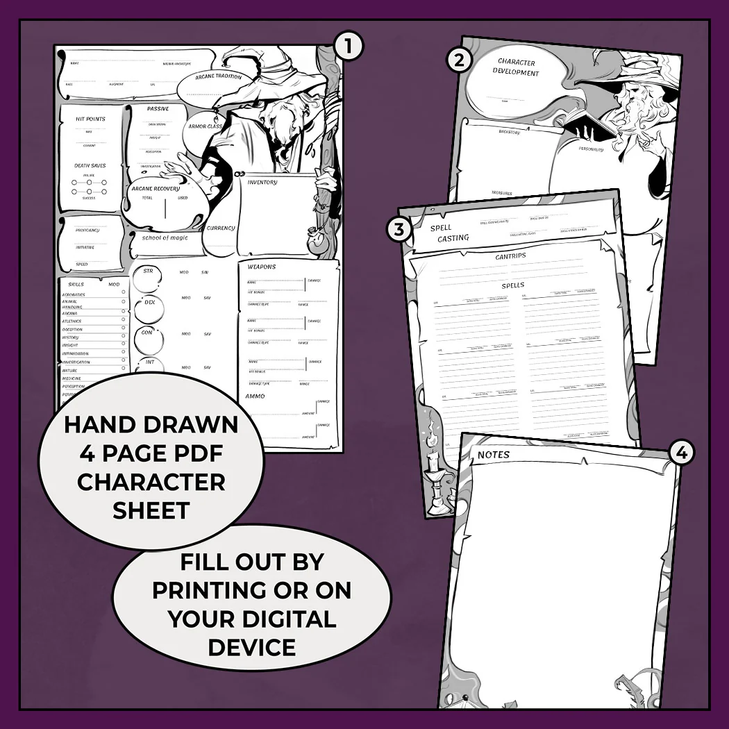 Spellbound - DnD 5e Wizard Character Sheet - Image 2