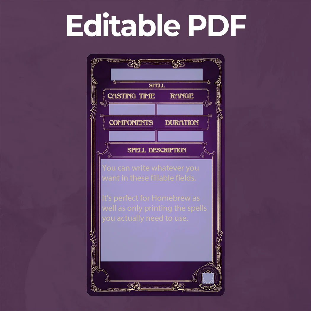 Warlock Spell Cards D&D 5e - Fillable PDF - Image 4