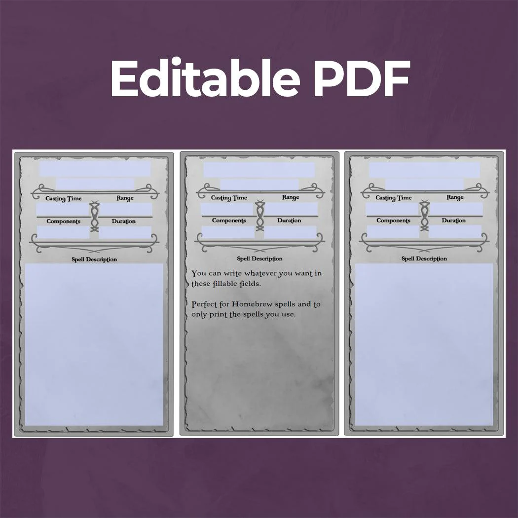 Warlock Spell Cards - Fillable PDF - Image 5