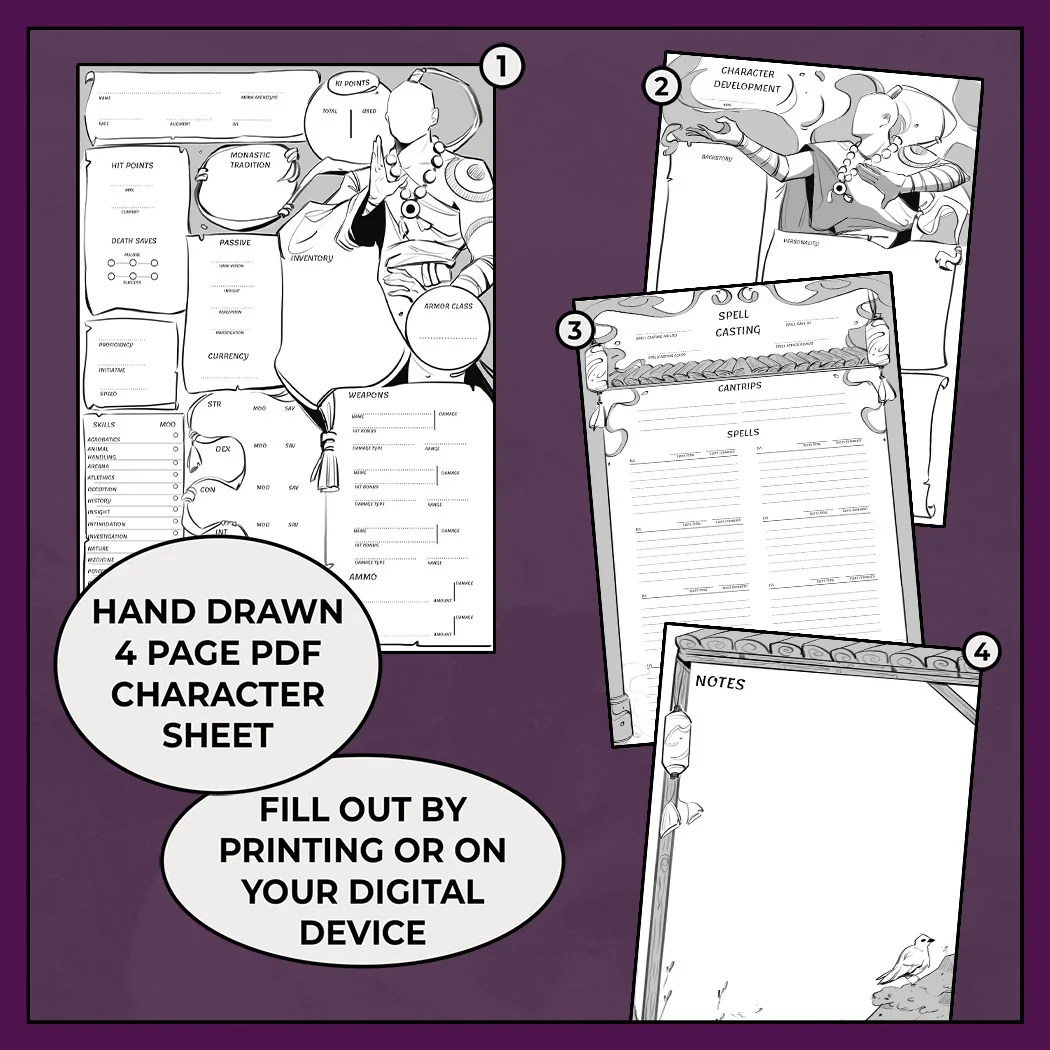 Wayfarer - DnD 5e Monk Character Sheet - Image 2