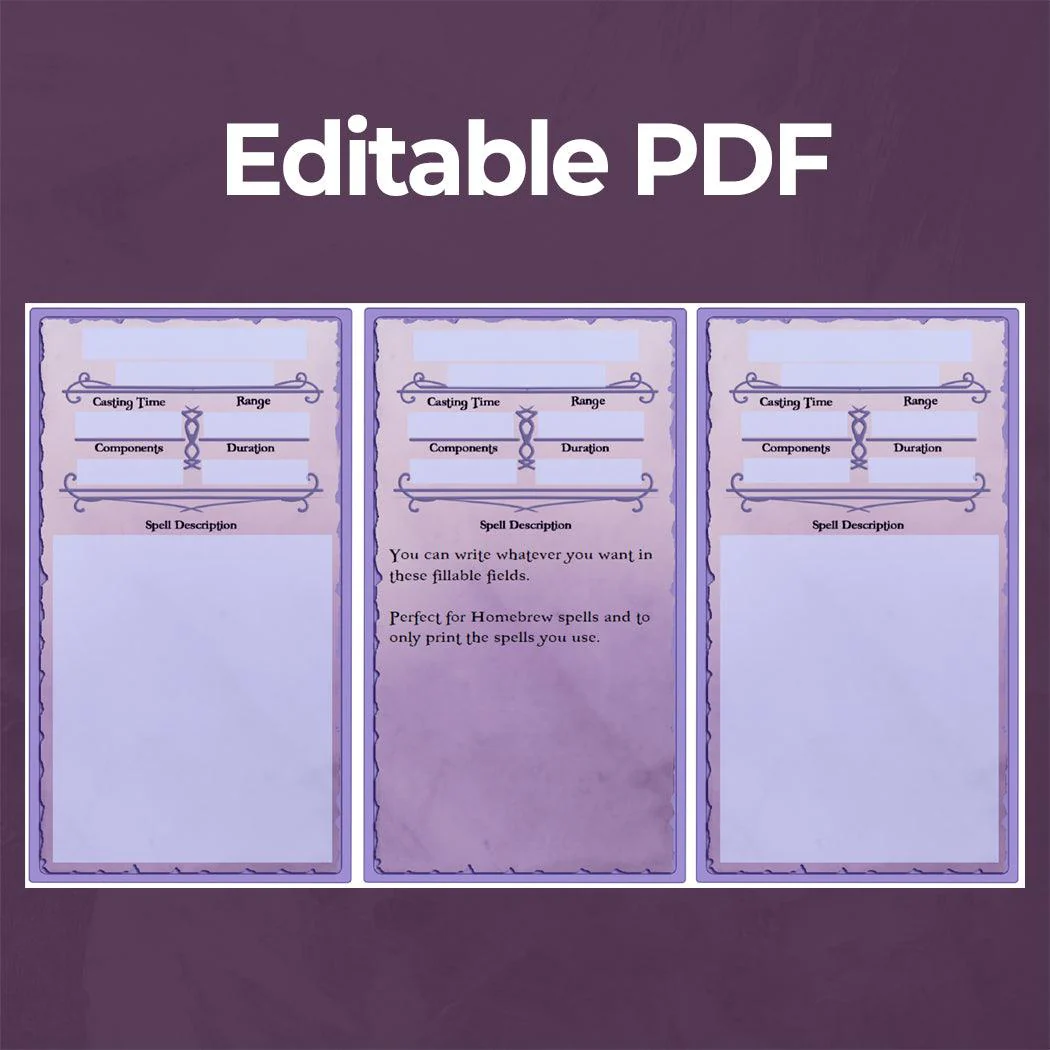 Wizard Spell Cards - Fillable PDF - Image 5